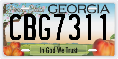 GA license plate CBG7311