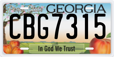 GA license plate CBG7315