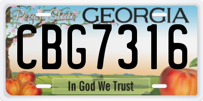 GA license plate CBG7316