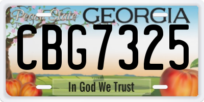 GA license plate CBG7325