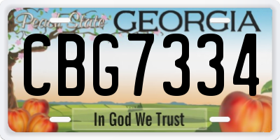GA license plate CBG7334