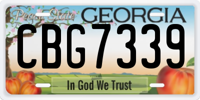 GA license plate CBG7339