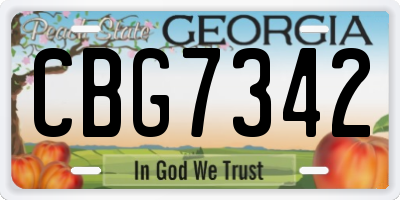 GA license plate CBG7342