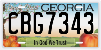 GA license plate CBG7343