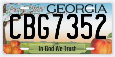 GA license plate CBG7352