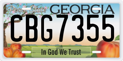 GA license plate CBG7355