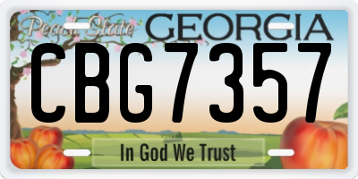 GA license plate CBG7357