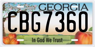 GA license plate CBG7360