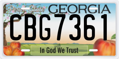 GA license plate CBG7361