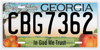 GA license plate CBG7362