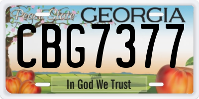 GA license plate CBG7377