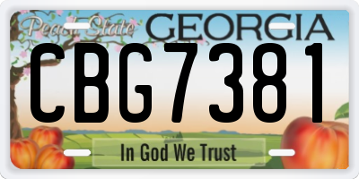 GA license plate CBG7381