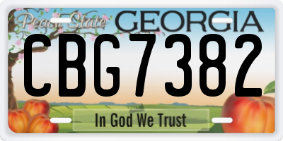 GA license plate CBG7382
