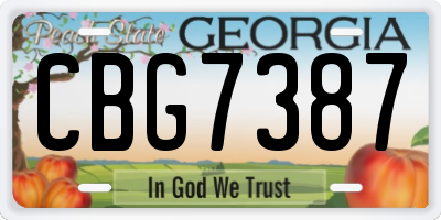GA license plate CBG7387