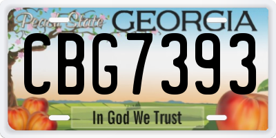 GA license plate CBG7393