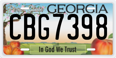 GA license plate CBG7398