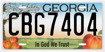 GA license plate CBG7404