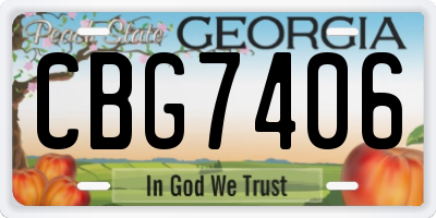 GA license plate CBG7406