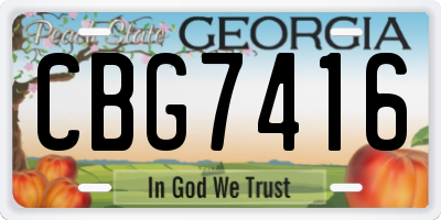 GA license plate CBG7416