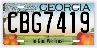 GA license plate CBG7419