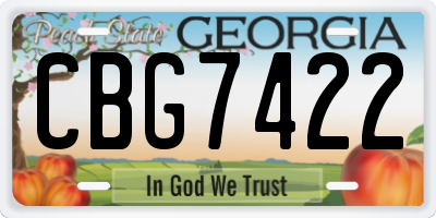 GA license plate CBG7422