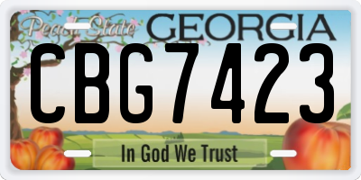 GA license plate CBG7423