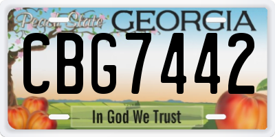 GA license plate CBG7442