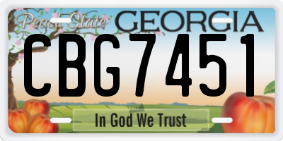 GA license plate CBG7451
