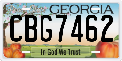 GA license plate CBG7462