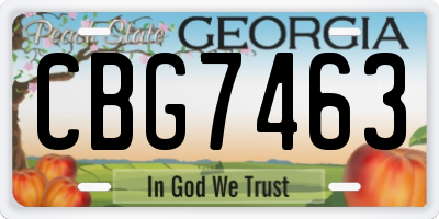 GA license plate CBG7463