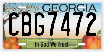 GA license plate CBG7472