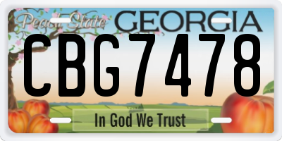 GA license plate CBG7478