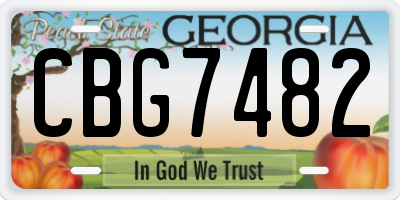 GA license plate CBG7482