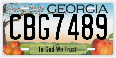 GA license plate CBG7489