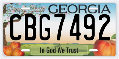GA license plate CBG7492