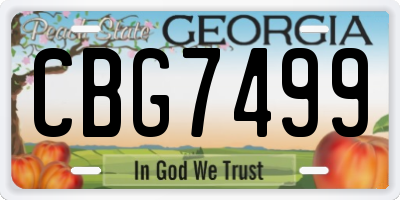 GA license plate CBG7499