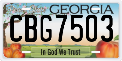 GA license plate CBG7503