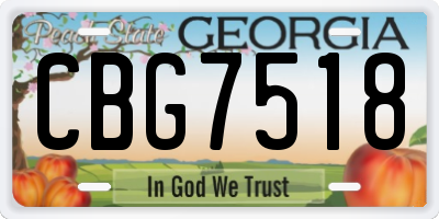 GA license plate CBG7518