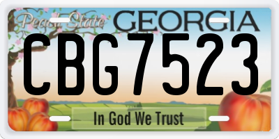 GA license plate CBG7523