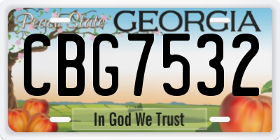GA license plate CBG7532