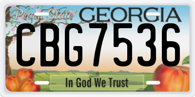 GA license plate CBG7536