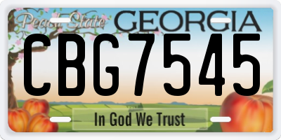 GA license plate CBG7545