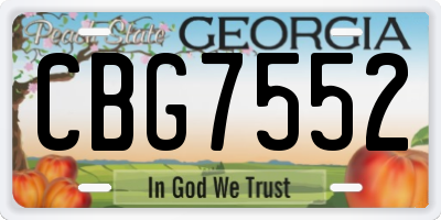 GA license plate CBG7552