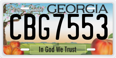 GA license plate CBG7553