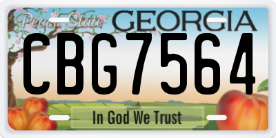 GA license plate CBG7564