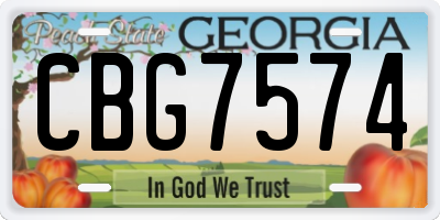 GA license plate CBG7574