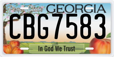 GA license plate CBG7583