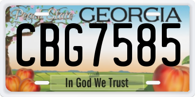 GA license plate CBG7585