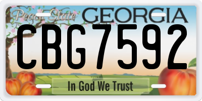 GA license plate CBG7592
