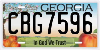 GA license plate CBG7596